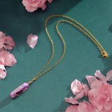 VIBILIA Healing Crystal Necklace Wire Wrapped Natural Amethyst Stone Point Pendant Necklace Hexagonal Reiki Spiritual Quartz Gemstone Stone Jewelry for Women Men