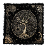 Indian Consigners Tree of Life Altar Cloth Tapestry Tablecloth Celtic Trees Ritual Spiritual Cloth for Sacred Places, Cotton Square Tarot Table Cover 18 by 18 Sacred