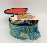 Singing Bowl Set of 7, Thadobati Design Himalayan Sound Bowl, Handcrafted, Hand hammered, Comes w/silk cushions, 3 sticks, Buddhist card, Brocade Box Ideal for Meditation, Yoga, Mindfulness Healing